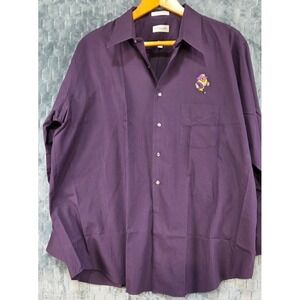 ECU Pirates Van Heusen Men;s Dress Shirt Size 19 34/35 Medium Purple Button Up